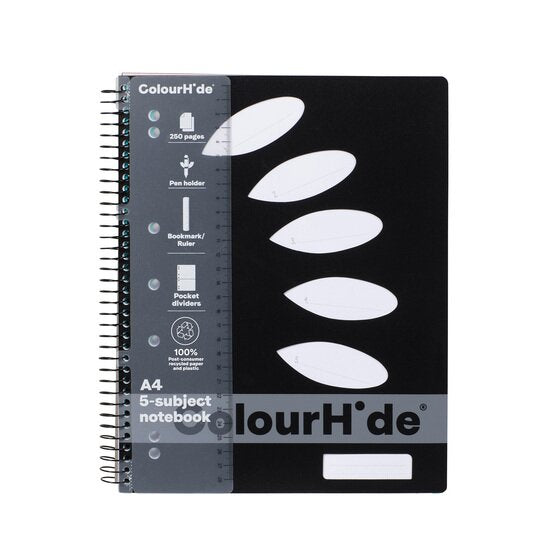 Colourhide Subject Book A4 250PAGE Black