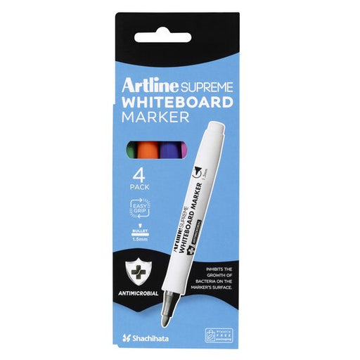 Artline Supreme Whiteboard Marker Brights 4 Pack Antimicrobial