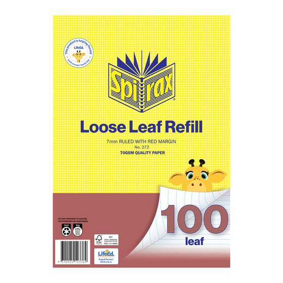 Spirax 272 Loose Refill A4 100 Lf 7MM