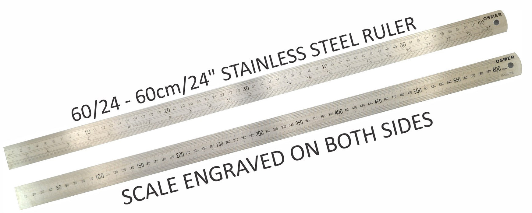 Règle en acier inoxydable à double échelle Osmer 60 cm/24"