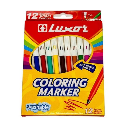 Luxor Colouring Markers – 12 Colours Washable Marker Set