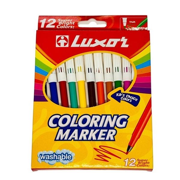 Luxor Colouring Markers – 12 Colours Washable Marker Set