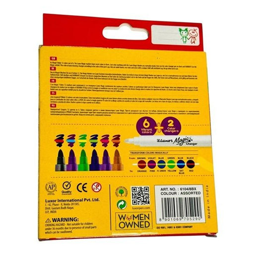 Luxor Magic Marker Pen Set – Pack of 8 (6 Colors + 2 Color Changers)