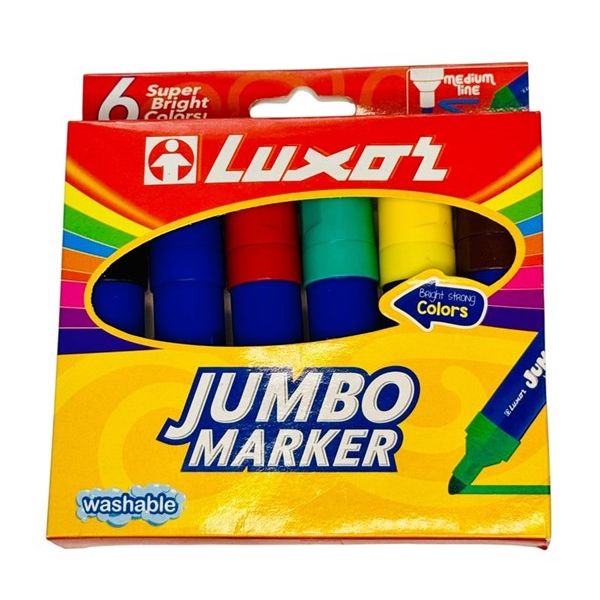 Luxor Jumbo Marker Pack of 6 – Washable Bright Colors