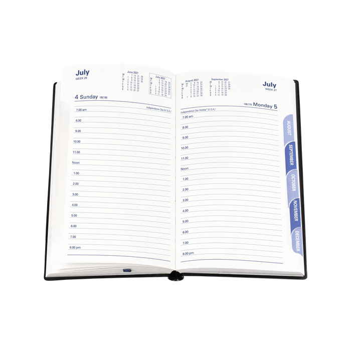 2027 Calendar Year Diary/Planner - 12 Month Octavo Day to Page w Monthly Tabs - PVC Cover - Collins