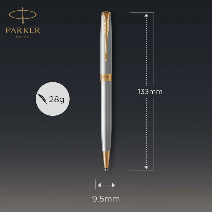 Parker Sonnet Stainless Steel Gold Trim Ballpoint Pen