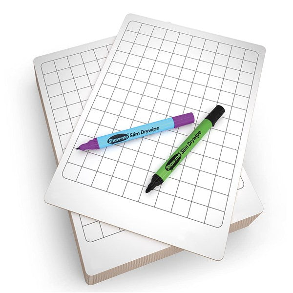 Show Me Gridded/ Plain Double-sided A4 Mini Whiteboards (Pack of 35)