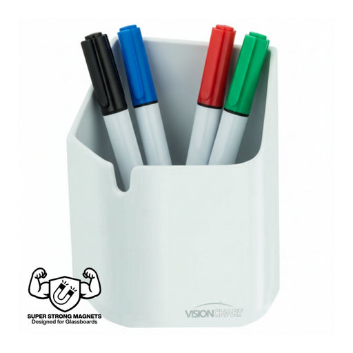 Visionchart Strong Magnetic Pen and Eraser Caddy White