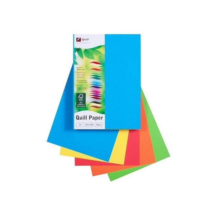 Quill Coloured Paper 80gsm A4 Pack 500 – Assorted