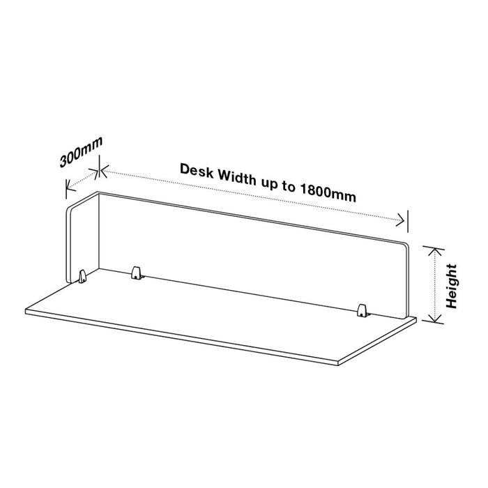 SANA Serenity Desk Screen 24mm Above Desk 1800 x 400 x 300mm