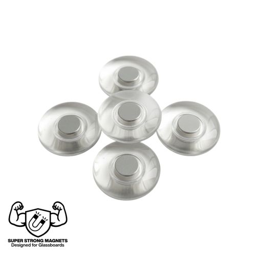 Visionchart Super Magnetic Buttons 30mm Pack of 5 Clear X-MGP3010W