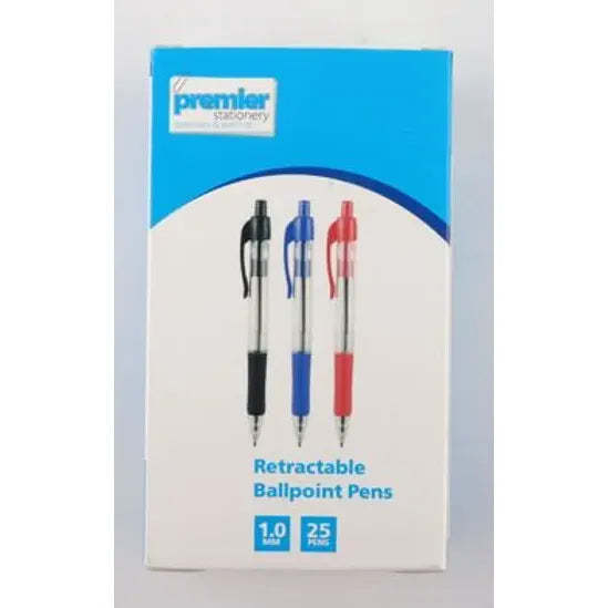 Premier Retractable Ballpoint Pen Red 1.0 mm Pack 25 pens Great Value Super Quality