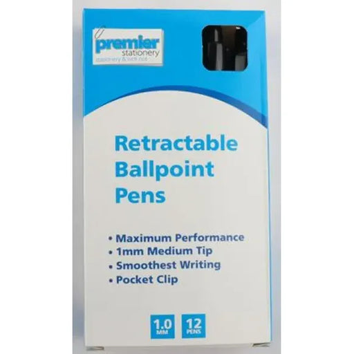 Premier Retractable Ballpoint Pen Black 1.0 mm Pack 12