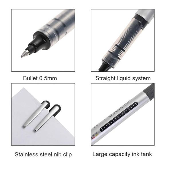 Eyeye Roller Ball Pen Black 0.5mm – Smooth Writing Liquid Ink Pen (Pack of 12)