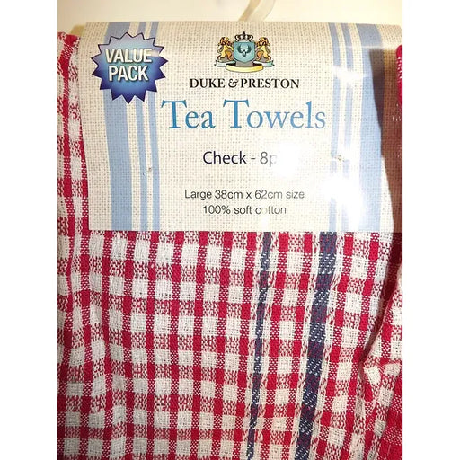 8 Duke & Preston Check Tea Towels - PK 1