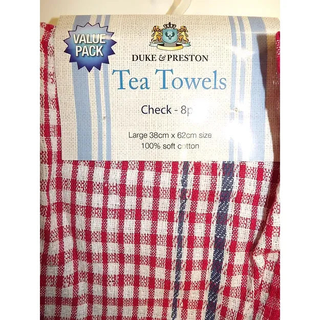 8 Duke & Preston Check Tea Towels - PK 1