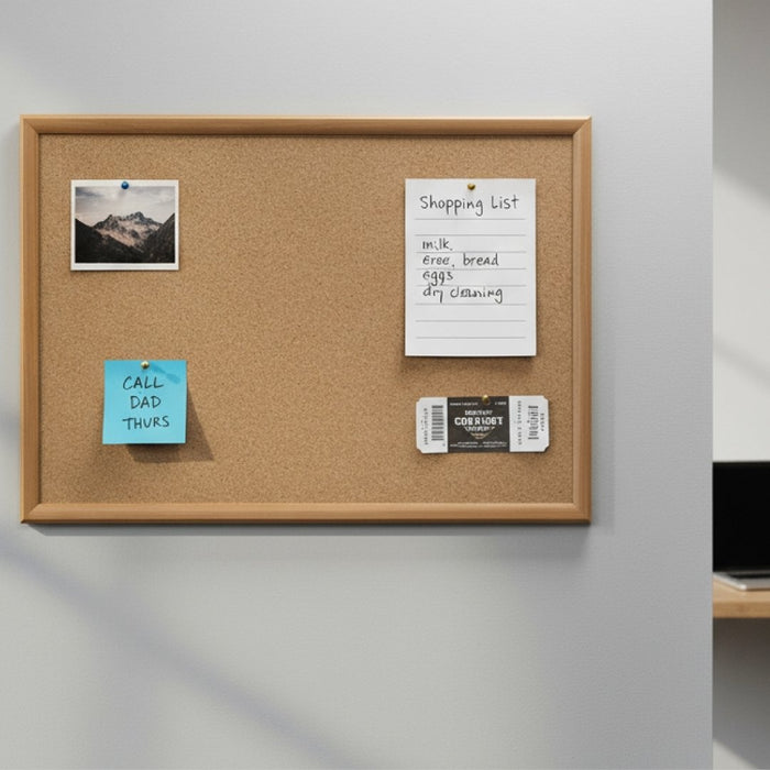 Visionchart Cork Pinboard 900 x 600mm Warm Oak Frame