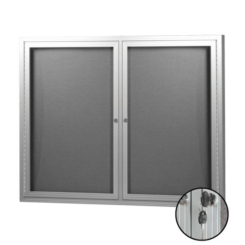 Visionchart BeNoticed Notice Case Hinged 2 Door 1220 x 915mm Silver BN-HDC-1290SL