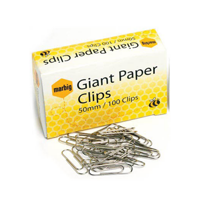 Marbig Giant Paper Clips 50 mm - Box 100