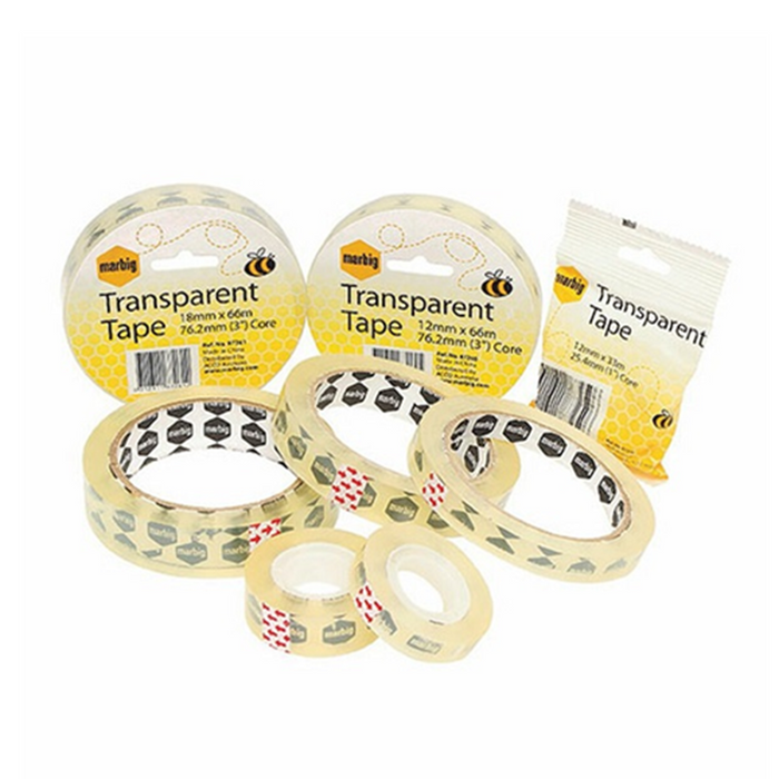 Marbig Transparent Office Tape - 18 mm x 66 mm Roll (One Roll)