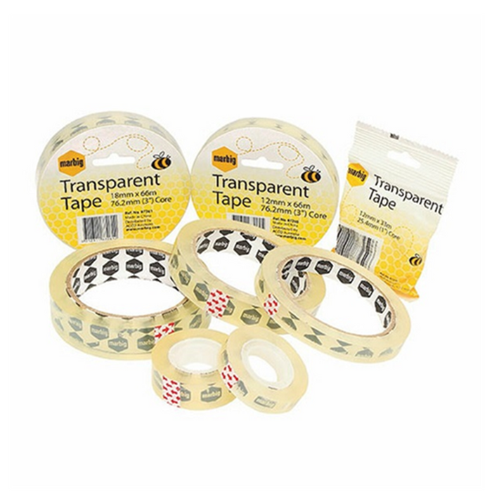 Marbig Transparent Office Tape - 24 mm x 66 mm Roll