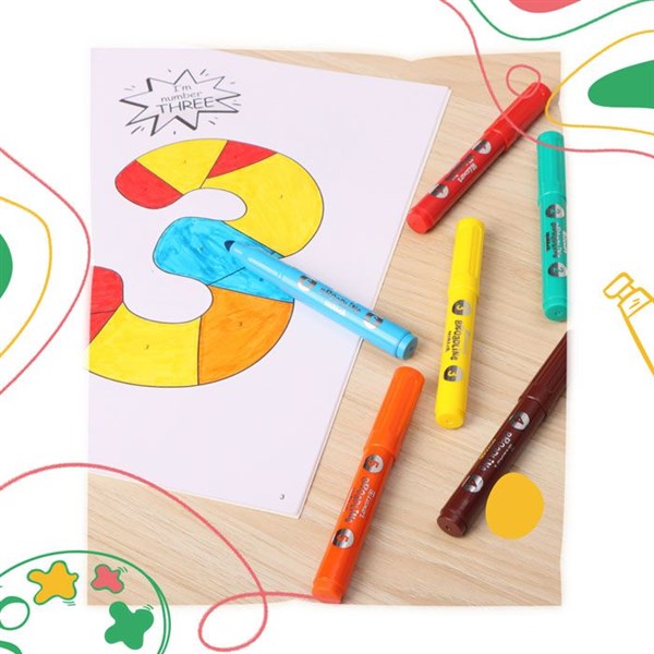 Luxor Funbook colour by numbers coloring book 12 pages and 6 broad line colouring Markers Set