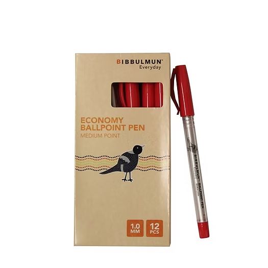 BIBBULMUN Red Ballpoint Pen 1.0mm – Economy Pack of 12