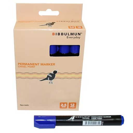 Bibbulmun Permanent Marker 271 – Chisel Point, Blue Ink (Box of 12)