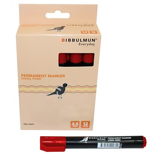 Bibbulmun Permanent Marker 271 – Chisel Point, Red Ink (Box of 12)