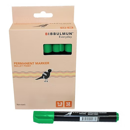 BIBBULMUN Permanent Marker Bullet 270 Green – Box of 12