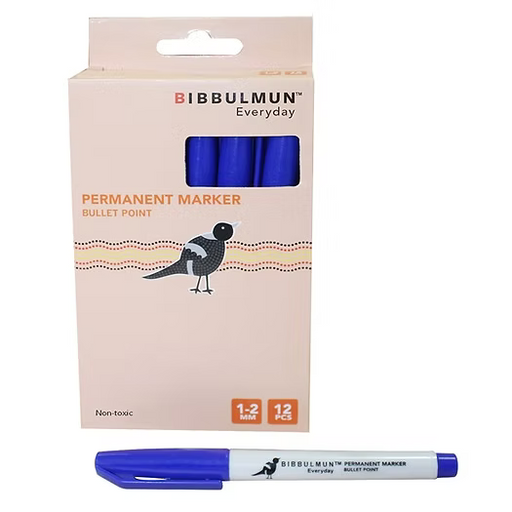BIBBULMUN Permanent Marker – Bullet Tip Blue