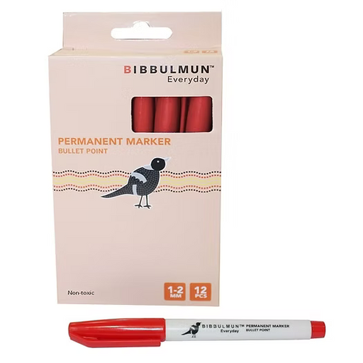 BIBBULMUN Permanent Marker – Bullet Tip Red