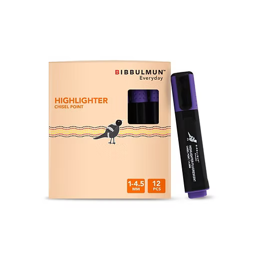 BIBBULMUN Highlighter Chisel Point – Violet (Pack of 12)