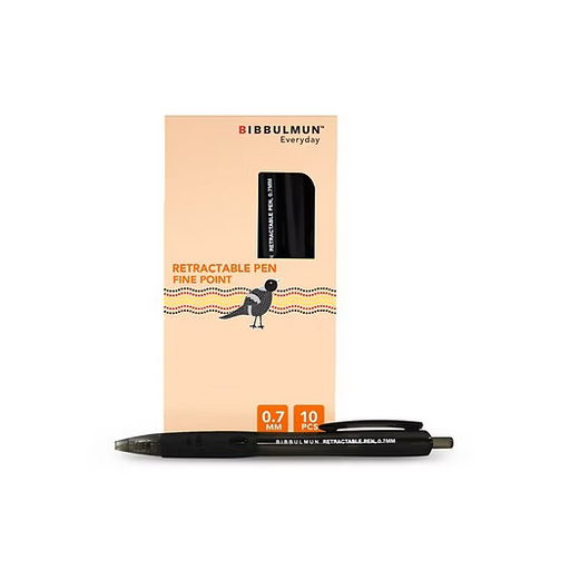 BIBBULMUN Everyday Retractable Ballpoint Pen – Black Ink, 0.7mm Fine Point (Pack of 10)