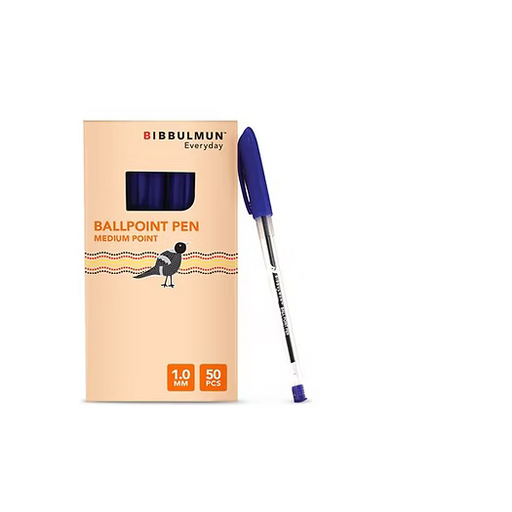 BIBBULMUN Everyday Ballpoint Pen – Blue Ink, 1.0mm Medium Point (Pack of 50)