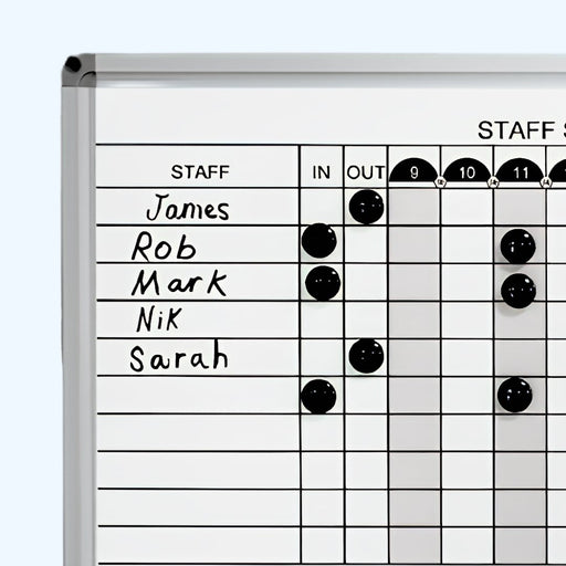 Visionchart Staff Status Whiteboard Planner 317 x 615mm Standard Frame