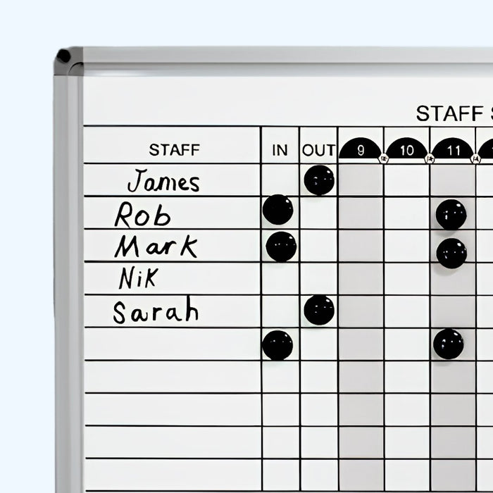 Visionchart Staff Status Whiteboard Planner 317 x 615mm Standard Frame