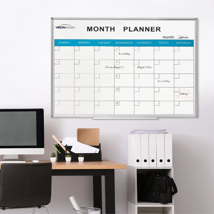 Visionchart Perpetual Month Whiteboard Planner Standard Frame 1200 x 900mm VMP100