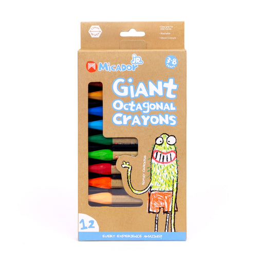 Micador Jr Giant Crayons Octagonal 12 Pack