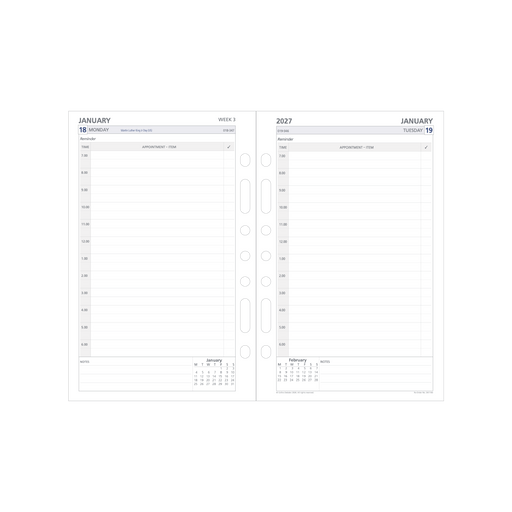 2027 Calendar Year Diary/Planner - 12 Month Desk Day to Page - Refill - Collins Day Planners Range