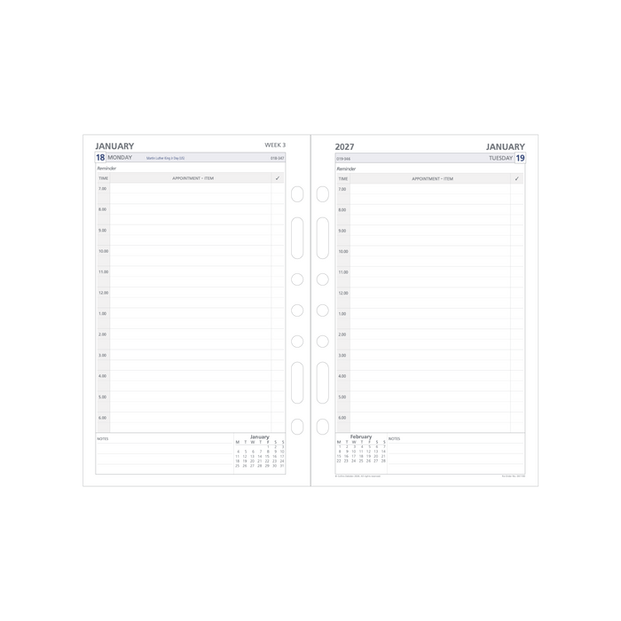 2027 Calendar Year Diary/Planner - 12 Month Desk Day to Page - Refill - Collins Day Planners Range