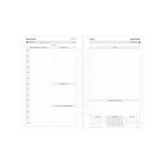 2027 Calendar Year Diary/Planner - 12 Month Desk 2 Days to a Page - Refill - Collins Day Planners
