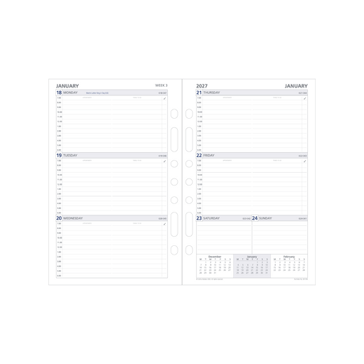 2027 Calendar Year Diary/Planner - 12 Month Desk Week to View - Refill - Collins Day Planners Range