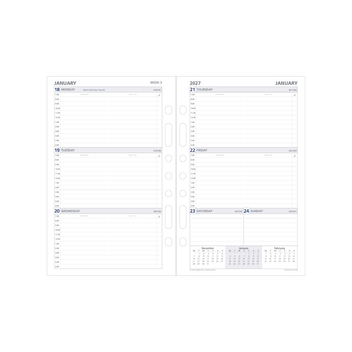 2027 Calendar Year Diary/Planner - 12 Month Desk Week to View - Refill - Collins Day Planners Range