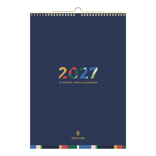 2027 Wall Calendar - 12 Month A3 Month to View - Wiro Hanger in Edge Mira - Collins Desktop