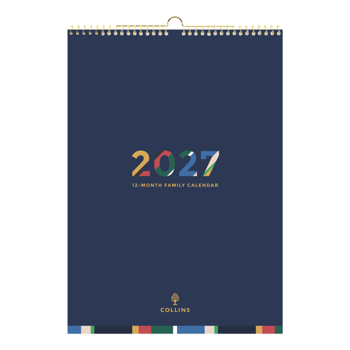 2027 Wall Calendar - 12 Month A3 Month to View - Wiro Hanger in Edge Mira - Collins Desktop