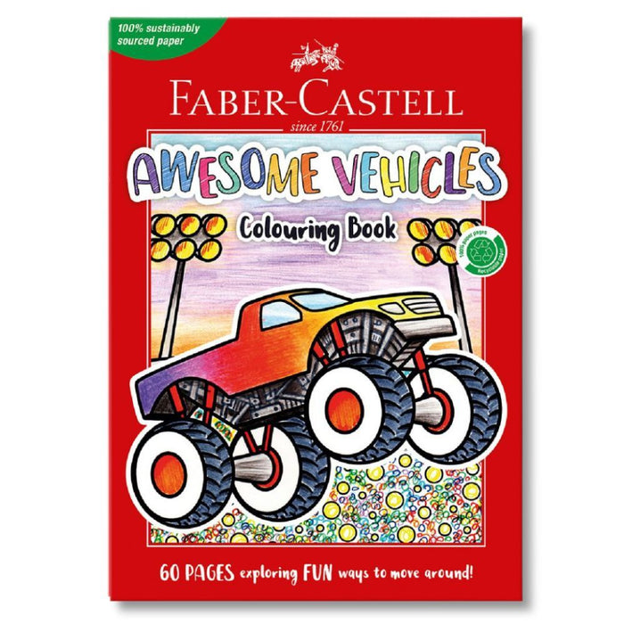 Faber Castell Awesome Vehicles Colouring Book (60 Pages)