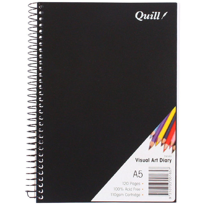 Quill A5 Visual Art Diary 110gsm Black