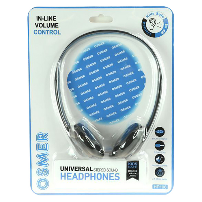 Osmer Headphone with Inline Mic and Volume Control Single 3.5mm Plug