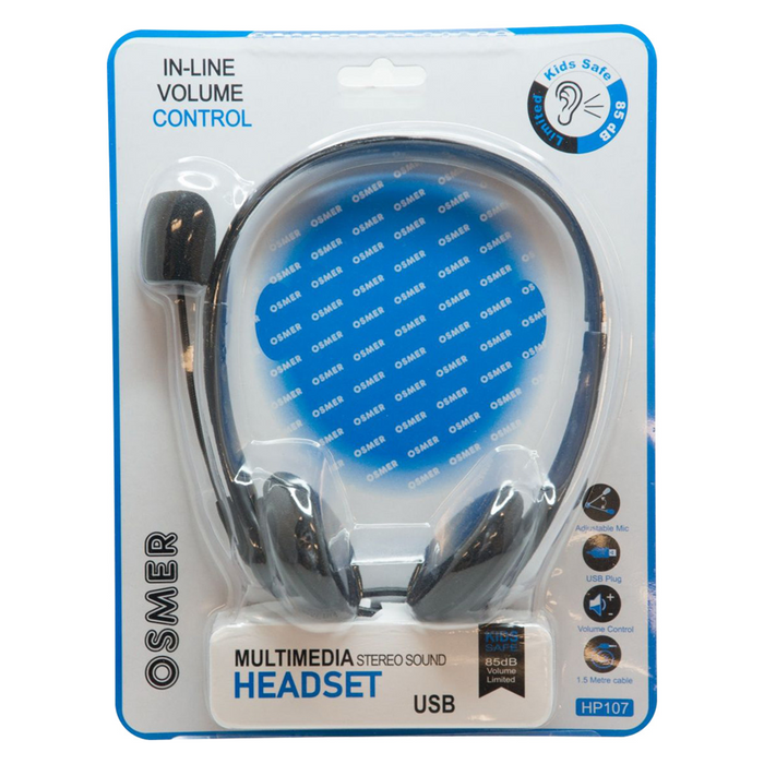 Osmer Headphone with Mic Mute and Volume Control USB Plug